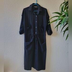 Jane Daniels Vintage  Button-Up Navy Blue Dress Size 8